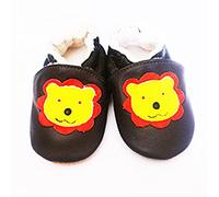 Chaussons fourrés bébé en cuir de mouton doux - Lion (6-12 mois)