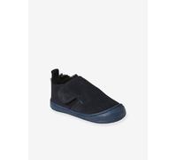Chaussons fourrés scratchés bébé en cuir souple marine 20