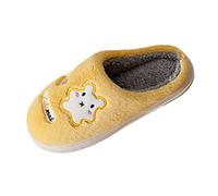 Chaussons Fourrure Femme Pantoufle Peluche 2022 Nouveau Hiver Femmes coréen Thermique Maison enveloppé Fond Plat épais Fond en Peluche Coton Chausson Semelle Feutre Chaussons Chauffants (Yellow, 37)