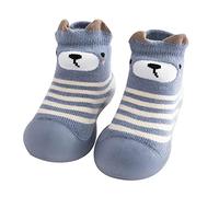 Chaussons Garçon Enfant Doux et Chauds Semelle Souple en Caoutchouc Tricot Confortable pour Bébé et Jeunes Filles Pantoufles d'Intérieur Respirantes (Blue, 20)