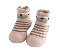 Chaussons Garçon Enfant Doux et Chauds Semelle Souple en Caoutchouc Tricot Confortable pour Bébé et Jeunes Filles Pantoufles d'Intérieur Respirantes (Khaki, 20)