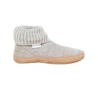 Gottstein Chaussons cabanes Dakota en laine vierge de mouton sans mulesing - Chaussons faits main en feutre de laine pour femmes et hommes - Taille EU 36-47 - Avec bord tricoté haut et semelle en cuir