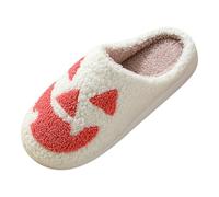 Chaussons Hiver Femme Chaussons en Doudou à Broderie Animal de Compagnie Bouledogue Français Style Européen pour Maison en Hiver (Watermelon Red #3, 43)