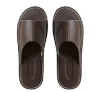 Chaussons Homme Cuir Confort,Pantoufles en Cuir pour Hommes Et Femmes Intérieur Ete,Non Glissant Chaussons pour La Maison Et Le Bureau Cadeau pour Hommes Et Femmes(Bruin,43/44 EU)