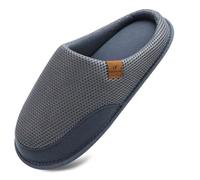 Chaussons Homme Pantoufles à Carreaux Hiver Chaussures Chaudes pour La Maison en Mousse à Mémoire de Forme, Laine en Peluche Doublée avec Semelle en Caoutchouc Antidérapante