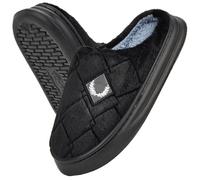 chaussons homme Pantoufles For Hommes En Fourrure À Carreaux Confortables Mousse Mémoire De Forme EVA Légères Chaussures Décontractées Hiver Chaudes Peluche Antidérapantes Grande Taille(Bla,50-51)