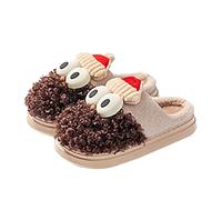Chaussons Humour Homme Chaussons Fourrure Femme Pantoufles en Coton du Père Noël Automne et Hiver 2024 Nouvelles Chaussures d'intérieur en Peluche Chaussons Montants Femme Hiver Chaussons (Khaki, 44)