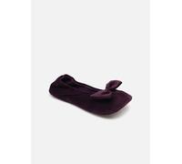Isotoner Chaussons pantoufles Ballerines femme ultra confortables, semelle en cuir, détail grand nœud, 41/42 EU, aubergine