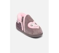Chaussons Isotoner Bottillons zip fille - microvelours pour Enfant 20 Beige