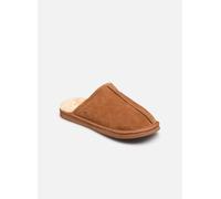 Chaussons Isotoner Mule Eva - Cuir et Fausse Fourrure pour Homme 41 Marron