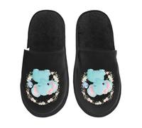 Chaussons Joli Petit Éléphant Avec Une Couronne Antidérapantes Slippers Anti Odeur Pantoufles En Coton Pour Automne Voyage Unisex L