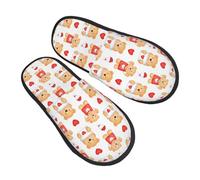 Chaussons Lettre D'Amour En Forme De Cœur Avec Un Ours Antidérapantes Pantoufles Doux Slippers Pour Hiver D'Intérieur Automne M