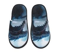 Chaussons Maison Dragon Bleu De La Tempête De Tonnerre Épais Pantoufles En Coton Doux Pantoufles Pour Outdoor La Maison Automne L