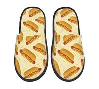 Chaussons Maison Impression De Hot-Dog De Dessin Animé Avec Semelle Caoutchouc Chaussons Confortable Pantoufles En Coton Pour Outdoor La Maison Automne M