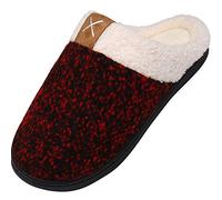 Chaussons Maison Mixte Hommes Femmes Hiver Peluche Douce Pantoufle D'intérieur Mousse à Mémoire Confort Chaud Doux Chaussures pour la Maison, Warm Rot 38/39 EU