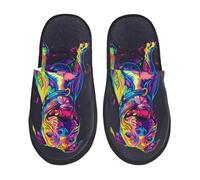 Chaussons Maison Pitbull Pop Art Néon Doux Pantoufles En Coton Confortable Pantoufles Pour Unisex Chambre Hôtels L