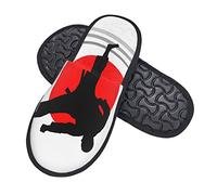 Chaussons Maison Silhouette De Karaté Kung Fu Doux Pantoufles En Coton Antidérapantes Slippers Pour Voyage D'Intérieur Unisex L