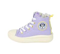 Chaussons Minnie Mouse pour enfants - Couleur lilas - Taille 35 - Fermeture à lacets - Baskets montantes avec semelle en PVC - Fabriquées en coton - Produit Original Fabriqué en Espagne