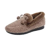 Chaussons mocassin pour femme avec doublure en fourrure synthétique Chaussons en polaire avec talon fermé pour l'intérieur Chaussons chauds en laine synthétique à mémoire de forme Pantoufles