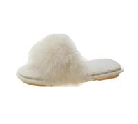Chaussons moelleux pour femme | Pantoufles à bout ouvert pour femme | Sliders à fond plat pelucheux | Pantoufles poilues tendance | Chaussures d'intérieur confortables | Claquettes coréennes en fausse