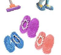 chaussons mop,kitteny 3 Paires Multifonction Microfibre Poussière Mop Chaussures Chaussons De Nettoyage Pour La Maison, 3 Couleurs 6pcs