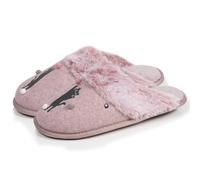 Chaussons Isotoner Mule plate - Feutrine - Chat Fantasie pour 38 Rose