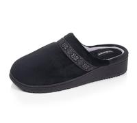 Isotoner Chaussons Mules femme mousse à mémoire forme talon 3,7 cm | Pantoufle Microvelours Mousses complémentaires pour un confort durable et un maintien optimal au quotidien.