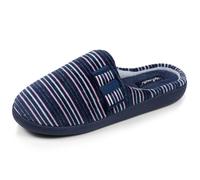 Isotoner Chaussons pantoufles Mules femme velours semelle ergonomique, 40 EU, rayure marine