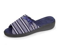 Isotoner Chaussons pantoufles Mules ouvertes femme à talon 4,5 cm ultra confort, 38 EU, rayure marinière