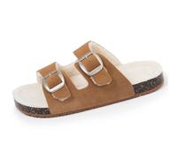 Chaussons Mules Ouvertes Ultra Confortables, En Cuir Camel 39