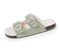 Chaussons Mules Ouvertes Ultra Confortables, En Cuir Vert D'eau 36