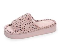 Isotoner Chaussons pantoufles Mules ouvertes femme velours, plateforme 3,5 cm, 41 EU, léopard blush