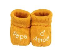 Chaussons naissance - message papa d'amour moutarde NAISSANCE(45/50)