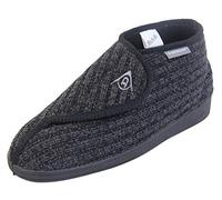 Chaussons orthopédiques réglables Dunlop pour homme avec fermeture tactile, Tricot noir., 42 2/3 EU