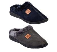 Chaussons Pantoufles Homme en Suédine - OZABI - MBS02103 Pack de 2 - Confort - Antidérapant - Gris 45
