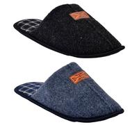Chaussons Pantoufles Homme OZABI - Suedine - MBS15069 Pack de 2 - Confortable - Noir 41