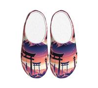 Chaussons Paysage Japonais Serein Pantoufles De Bain Pour Hôtel | Chaussons Invités Mousse MéMoire Respirants Chaussons Mules pour Maison Amie Hiver