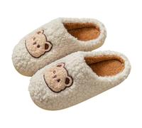 Chaussons Peluche Femmes Pantoufles d'animaux Mignons de Ours Chaussons Antidérapants Chaussons Chauds en Polaire Doux Chaussons Chauds Hiver Intérieur Extérieur (Beige/ 36-37)