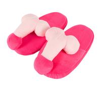 Chaussons peluche rose - forme pénis