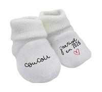 Chaussons personnalisables pour bébé, coucou j'arrive en 2025, surprise pour un proche, futur papa ou mamie et papy, vendu dans un pochon j'ai une surprise pour toi