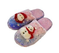 Chaussons+PersonnaliséS Chausson Peluche Homme Pantoufles de Noël Pantoufles de Vacances Chaussures de Maison Pantoufles pour Femmes Pantoufles de Chausson Montant Femme Hiver Pantoufles (Purple, 40)