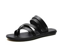 Chaussons Plats D'extérieur, Sandales Élégantes en PU Souple À Enfiler pour Homme pour Corriger L'oignon Deux Usages, Tongs D'été Antidérapantes Réglables avec Soutien Voûte Plantaire(Black,42 EU)