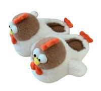 Chaussons Poule pour Femme - Pantoufles Animales de Noël Novelty, Modèle Douillet en Peluche à Bout Fermé pour Port Festif à la Maison (White, 41)