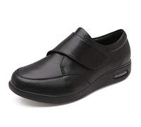 Chaussons pour œdème des pieds enflés,Le pied du patient gonfle les chaussures en cuir, les chaussures de diabète qui grossissent et s'élargissent-50_black,Pantoufle réglable orthopédique Wide Fit