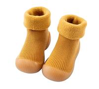 Chaussons pour enfant garçon - Couleur unie - Semelles souples et flexibles - Propriétés antidérapantes - Premières tentatives de marche - Idéal pour les tout-petits, Jaune (06)., 24 EU