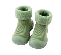 Chaussons pour enfant garçon - Couleur unie - Semelles souples et flexibles - Propriétés antidérapantes - Premières tentatives de marche - Idéal pour les tout-petits, 02 vert., 21 EU