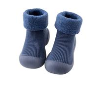 Chaussons pour enfant garçon - Couleur unie - Semelles souples et flexibles - Propriétés antidérapantes - Premières tentatives de marche - Idéal pour les tout-petits, 01 bleu., 21 EU