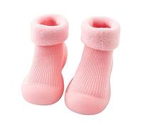 Chaussons pour enfant garçon - Couleur unie - Semelles souples et flexibles - Propriétés antidérapantes - Premières tentatives de marche - Idéal pour les tout-petits, 04 rose, 22.5 EU