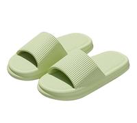 Chaussons pour femmes et hommes, pantoufles d'oreiller, chaussures de douche, diapositives d'intérieur, sandales de salle de bain, confort ultime, semelle épaisse légère, facile à (Light Green, 38)