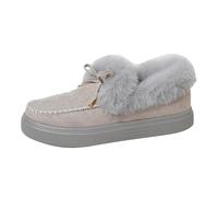 Chaussons pour femmes, mini bottes plateforme, bottines courtes, pantoufles doublées en polaire, bottes enfiler pour l'extérieur, chaussures en velours épais et De Pluie Mollet Large Sexy (Grey, 40)